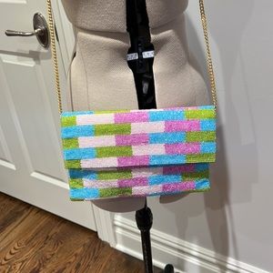 Beaded multi color Clutch (with chain strap) NWT